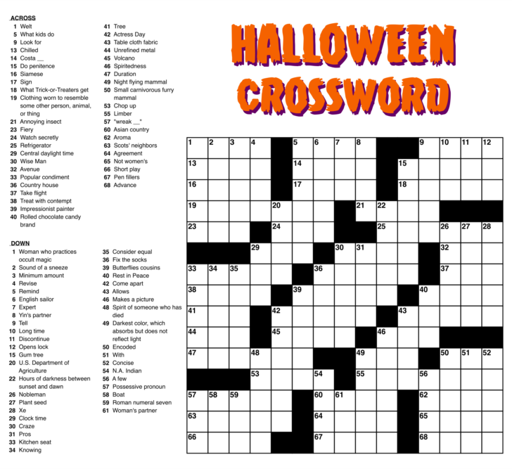 Free Printable Large Print Crossword Puzzles