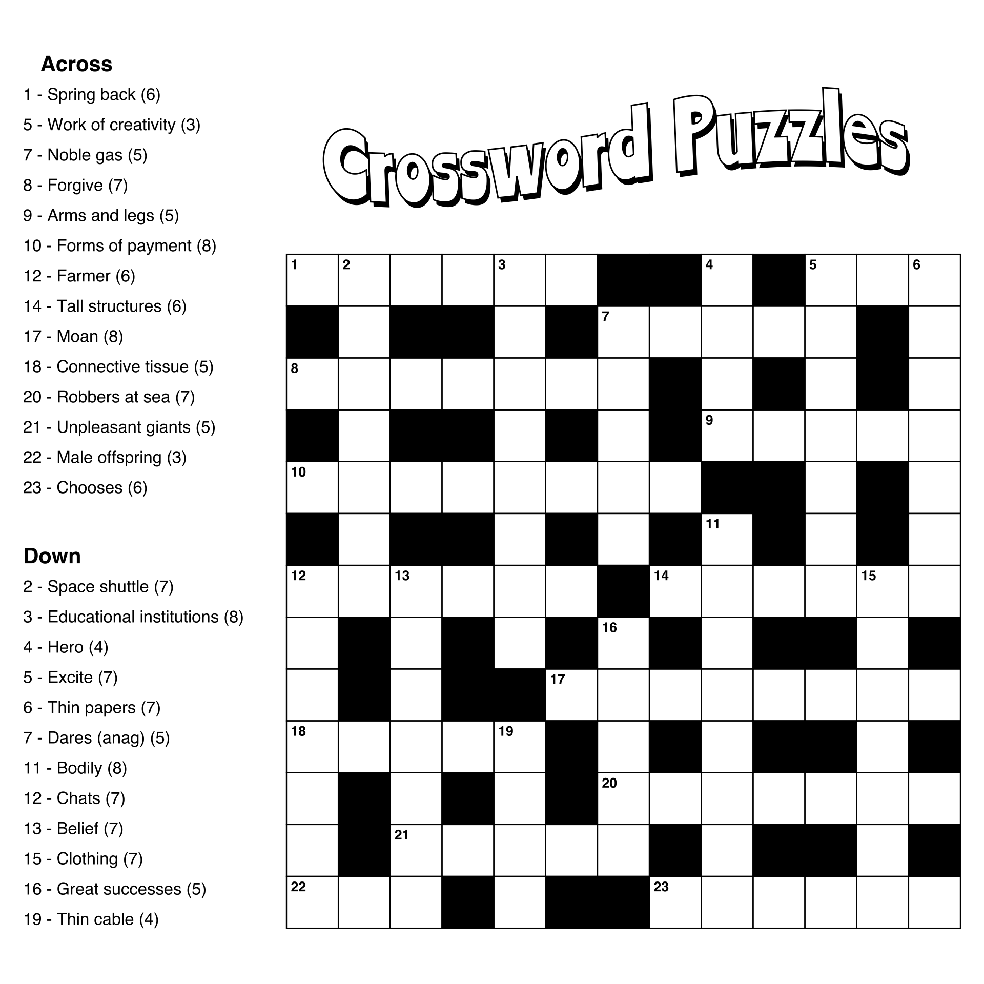 10 Best Large Print Easy Crossword Puzzles Printable Printablee