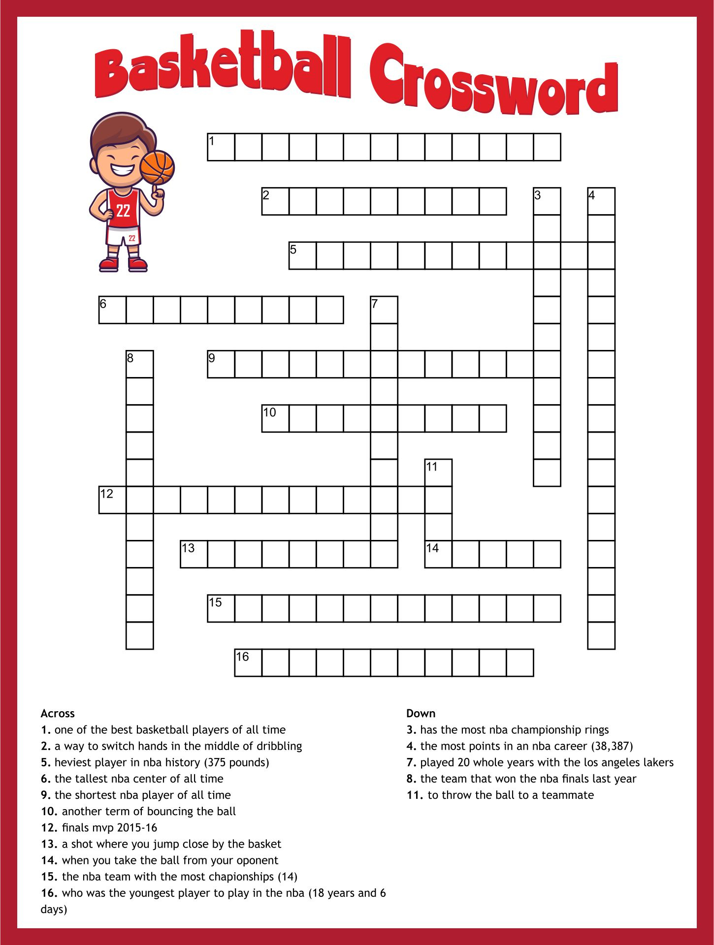 10 Best Sport Crossword Printable Printablee