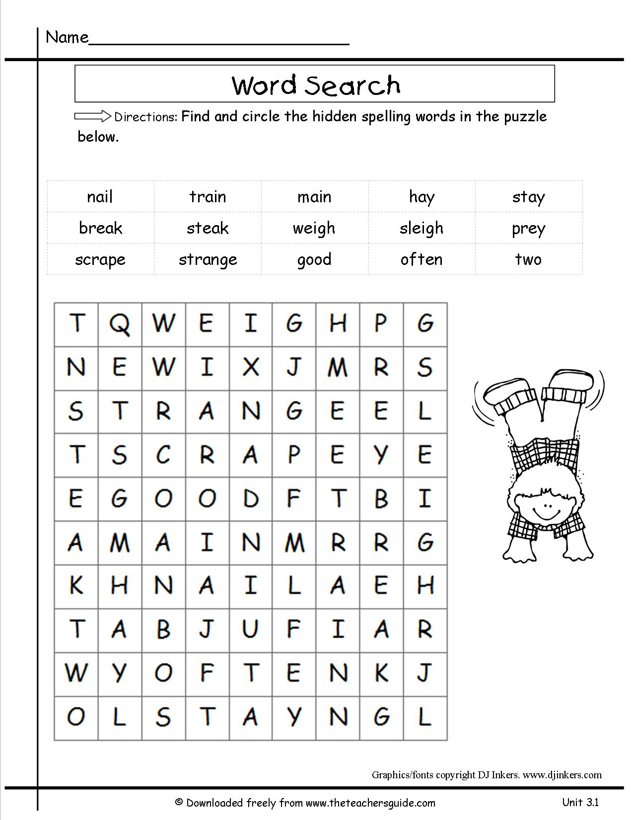 2Nd Grade Word Search Free Printable Free Printable