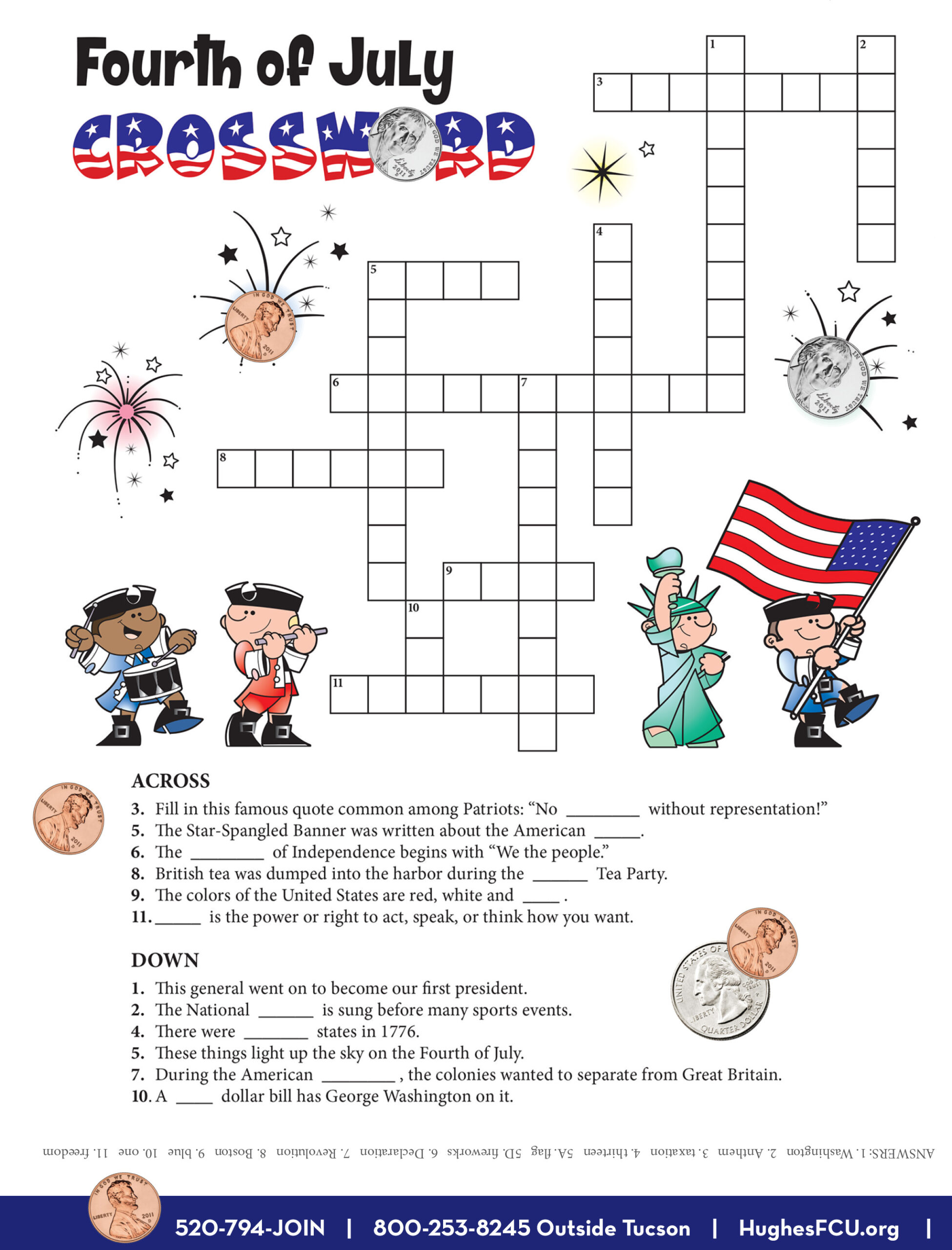 4 Th Of July Printable Crossword 4th Of July Activity Printable 