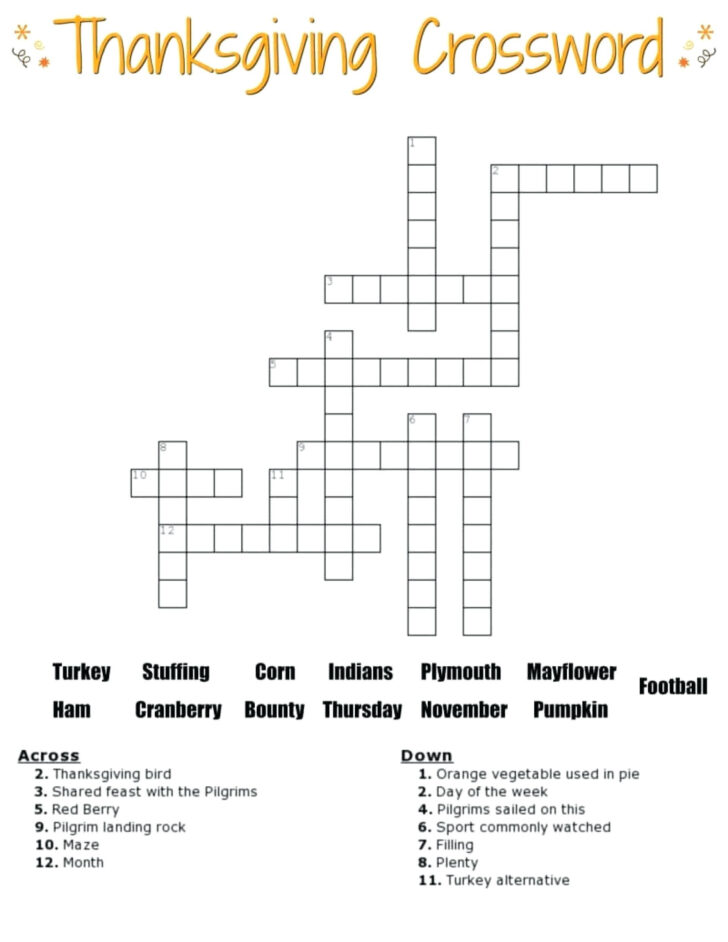 4th Grade Crossword Puzzles Printable