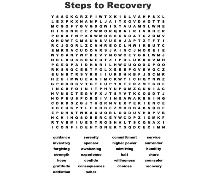 Addiction Crossword Puzzles Printable