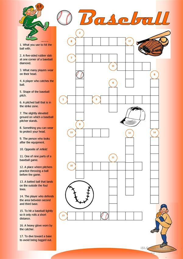 Baseball Crossword Science For Kids Homework Activities Crossword