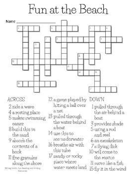 Beach Crossword Printable Crossword Puzzles