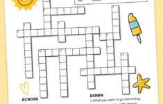 Beach Printable Crossword Puzzle For Kids Mrs Merry Word Puzzles