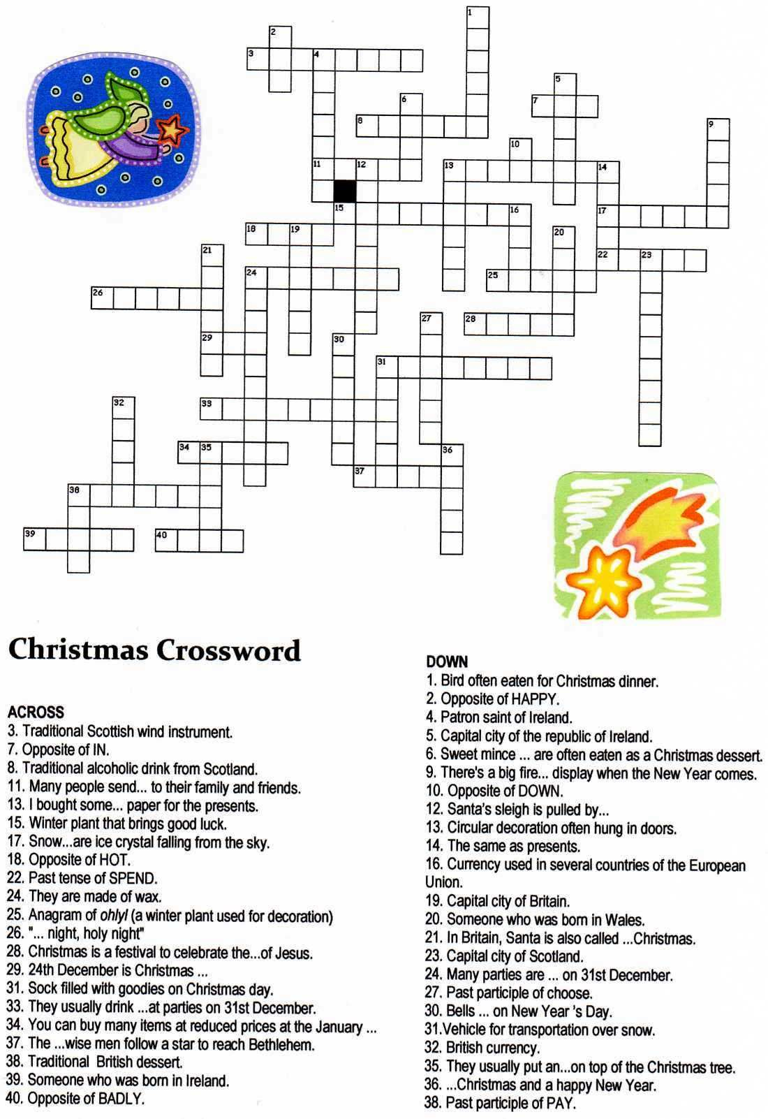 Christmas Angel Crossword Puzzle Christmas Crossword Christmas 