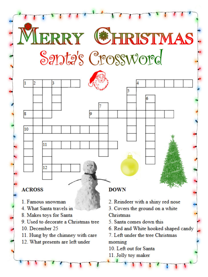 Free Holiday Crossword Puzzles Printable