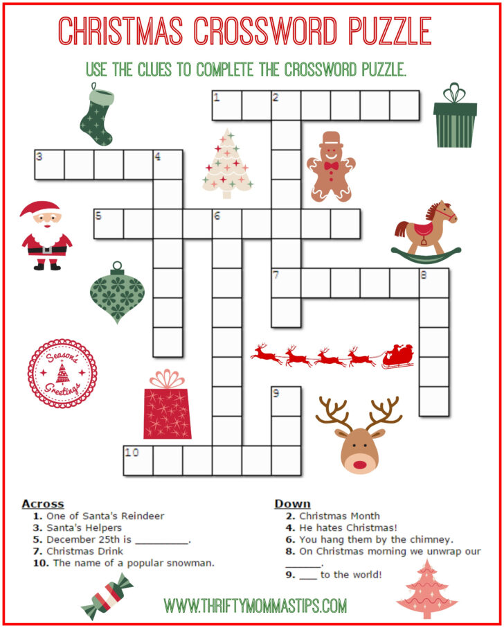 Easy Christmas Crossword Puzzles Printable