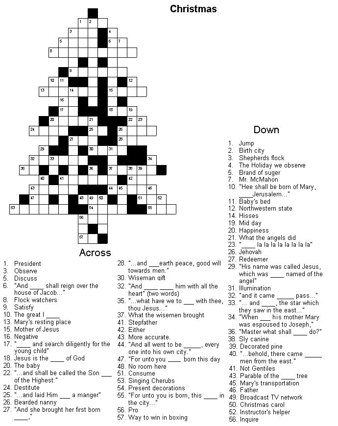 Christmas Crossword Puzzles For Adults Printable Christmas Puzzle 