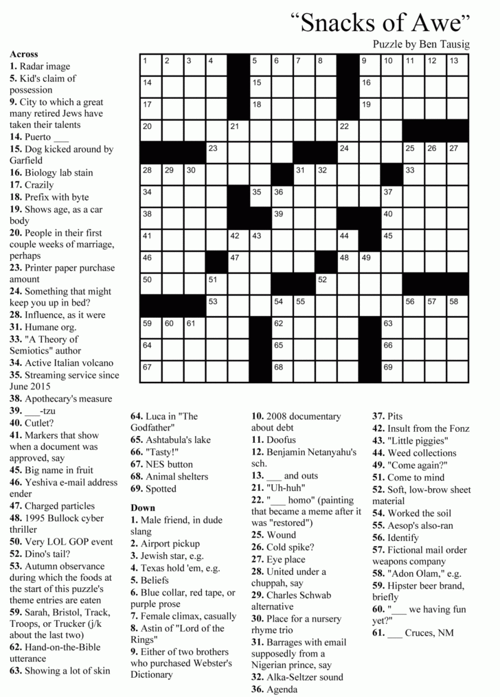 Crossword Puzzles Printable For Adults