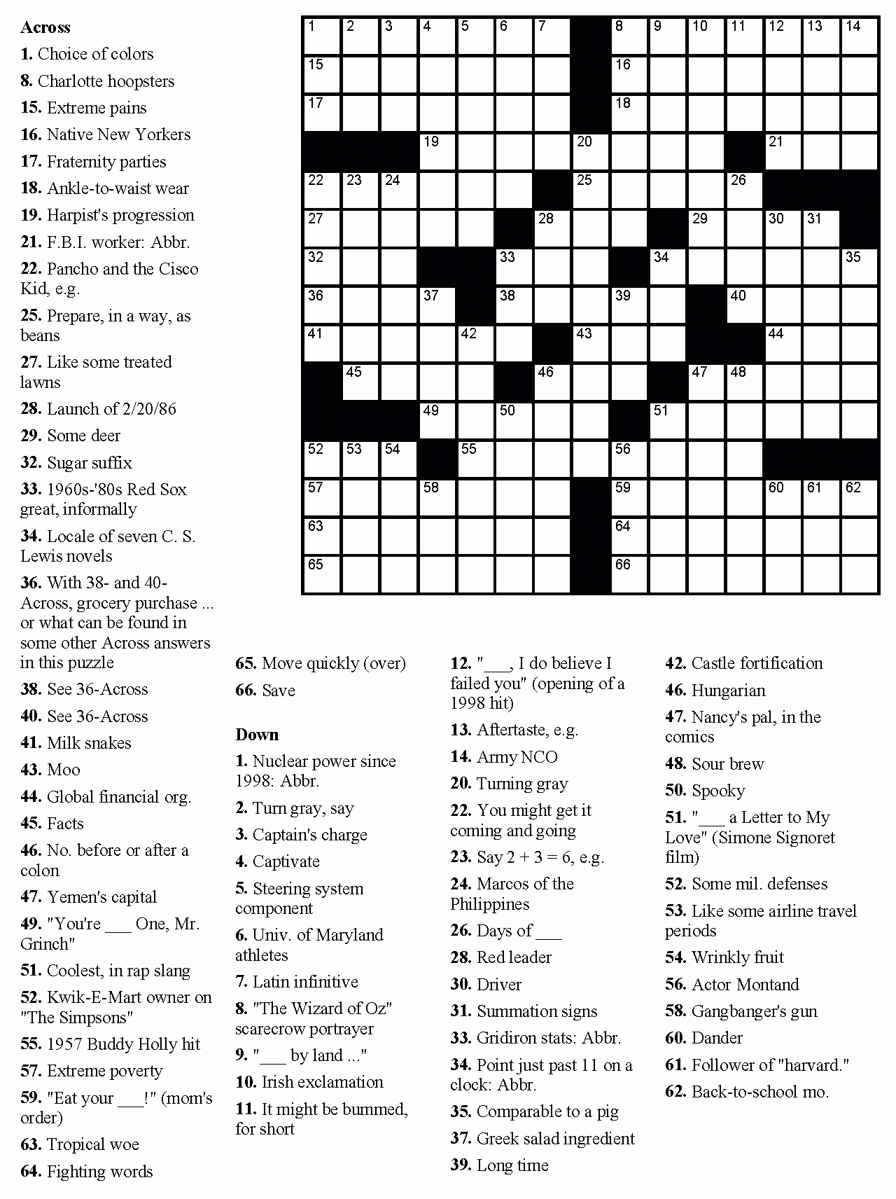 Crossword Puzzles Printable Medium Difficulty Medium Difficulty 