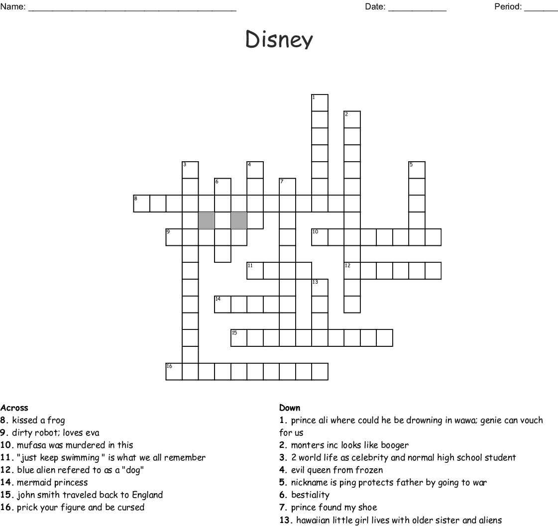 Disney Crossword Puzzles Printable For Adults Printable Template 2021
