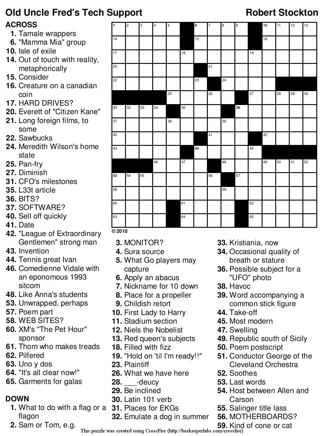 Easy Crossword Puzzle 9Dave Fisher Puzzlesaboutcom Lonyoo Printable 