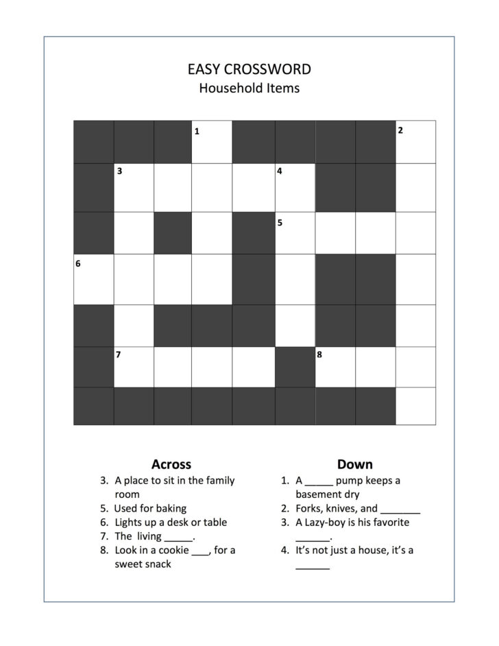 Senior Crossword Puzzles Printable