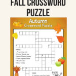 Fall Crossword Puzzle Printable Autumn Ela Reading Puzzles