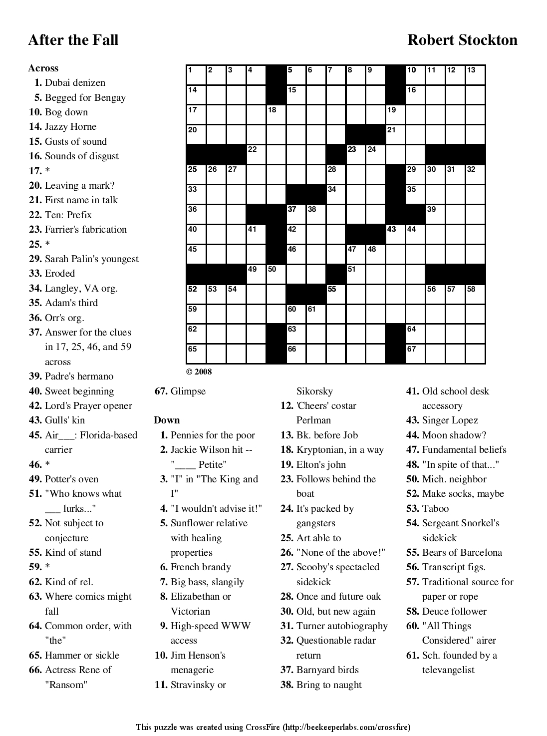 Fall Crossword Puzzle Printable Pdf