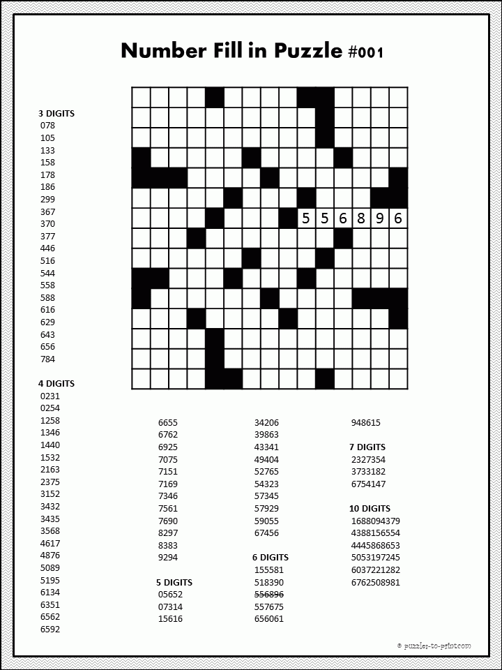 Fill it in Fill In Puzzles Word Puzzles Number Puzzles