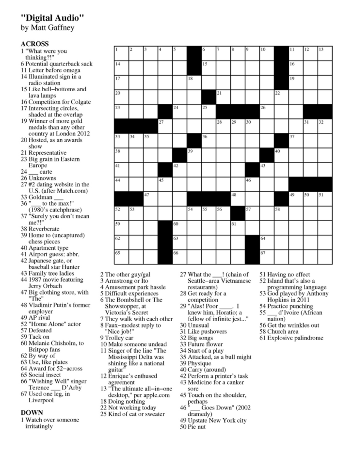 Daily Crossword Puzzles Printable