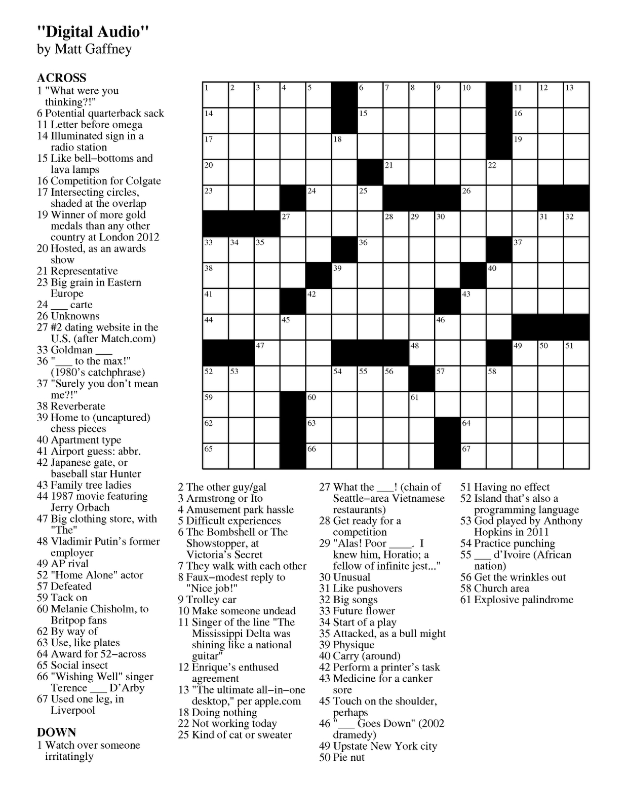 Free Daily Online Printable Crossword Puzzles Free Printable