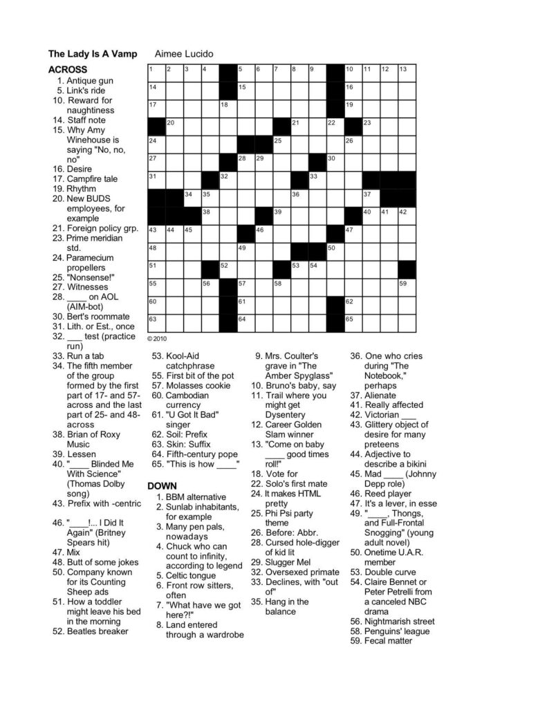 Free Daily Printable Crossword Puzzles Emma Crossword Puzzles