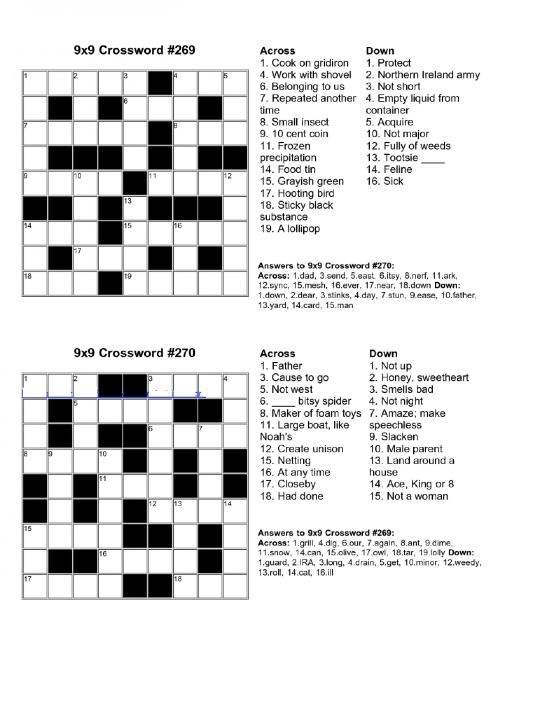 Free Printable Crossword Puzzle Maker With Answer Key