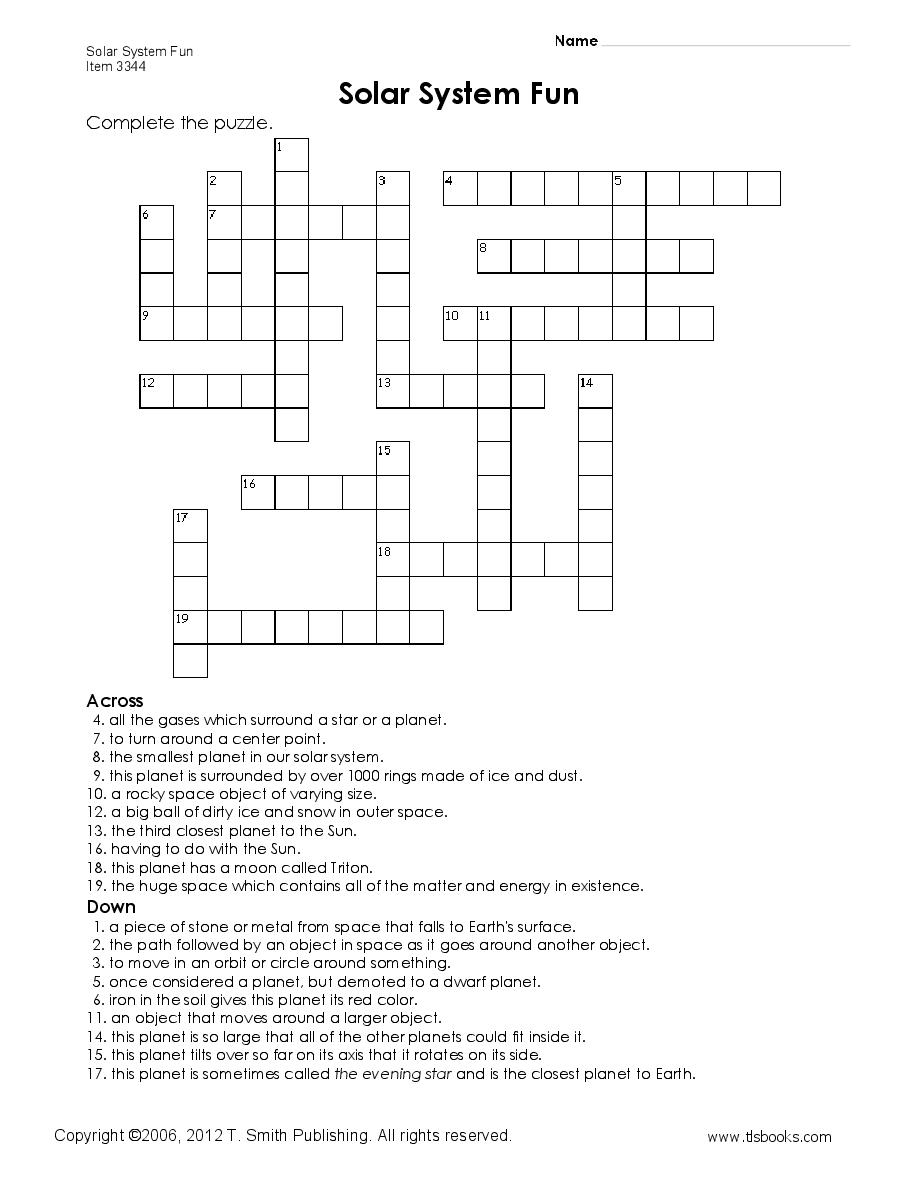Free Printable Crossword Puzzles 5th Grade Crossword Printable