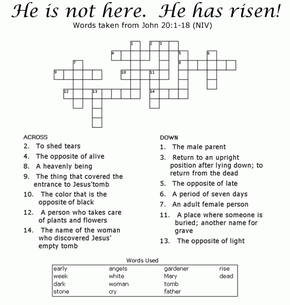 Free Printable Easter Crossword Puzzles For Adults Printable 