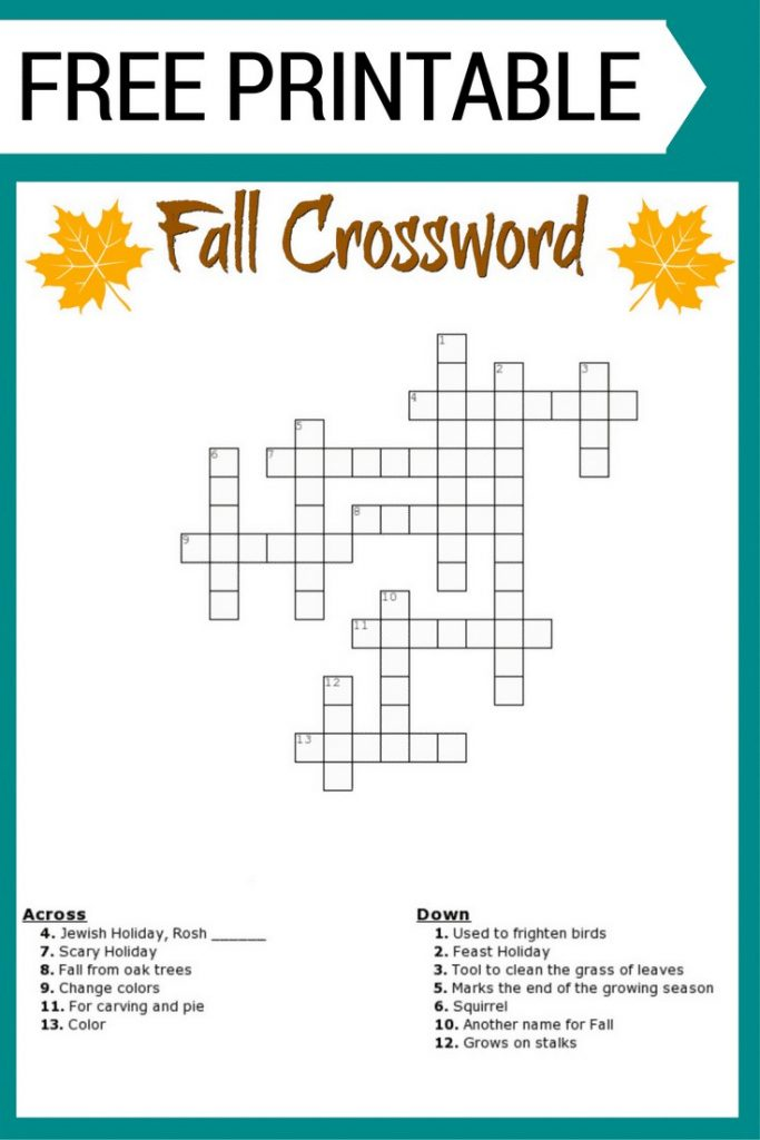 Free Printable Fall Crossword Puzzle In Puzzle Sheets To Print Free