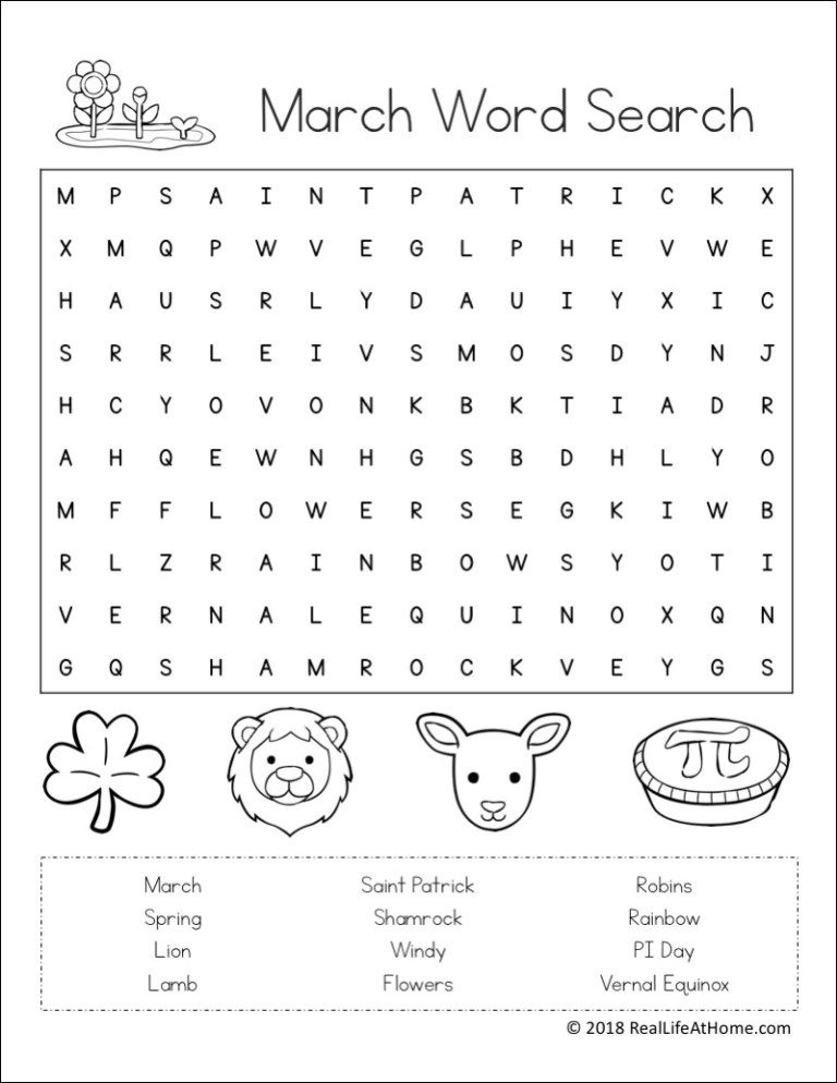 Free Printable March Word Search Printable Puzzle For Kids Science 