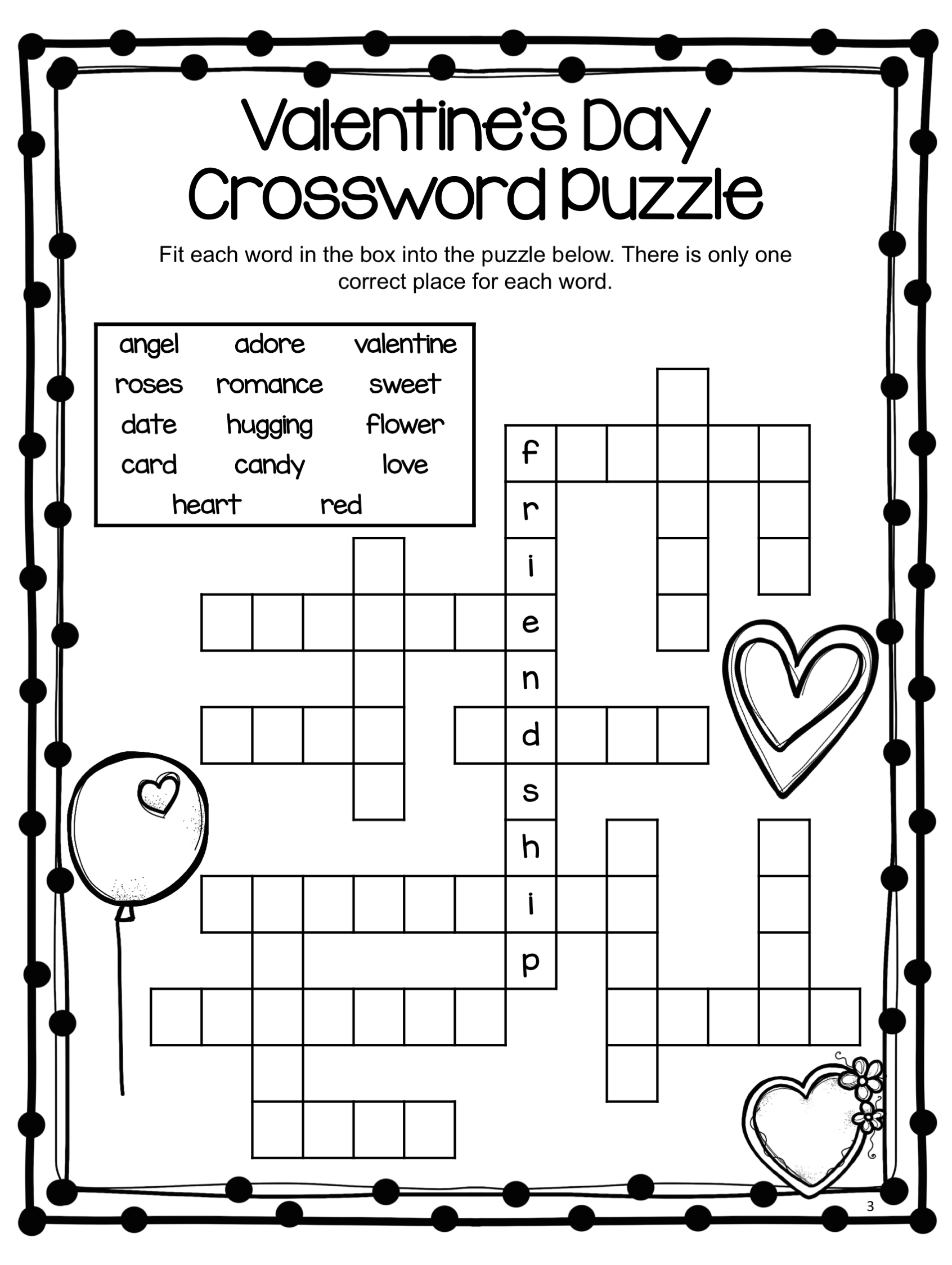 Free Printable Valentine S Day Crossword