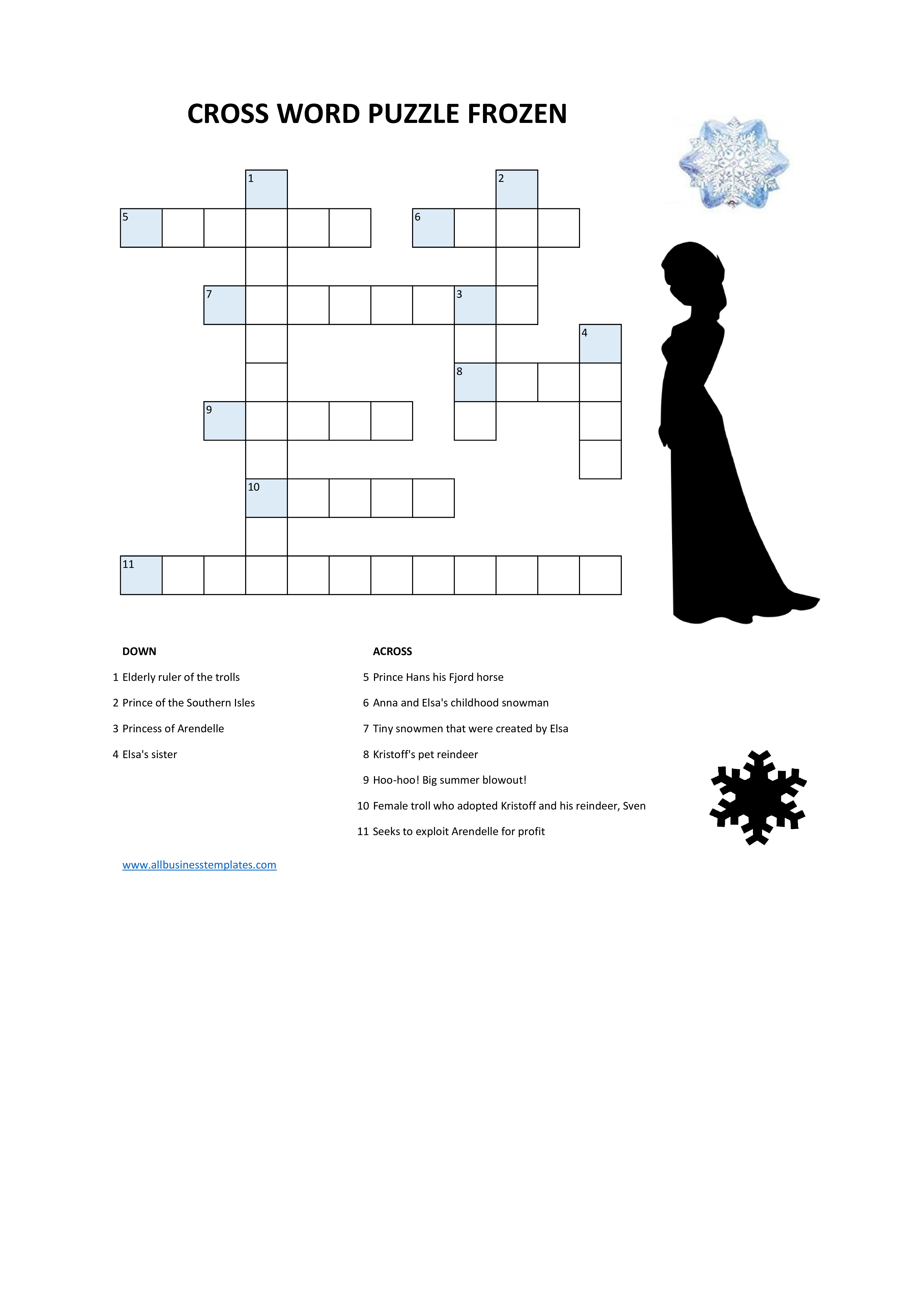 Frozen Crossword Puzzle Templates At Allbusinesstemplates