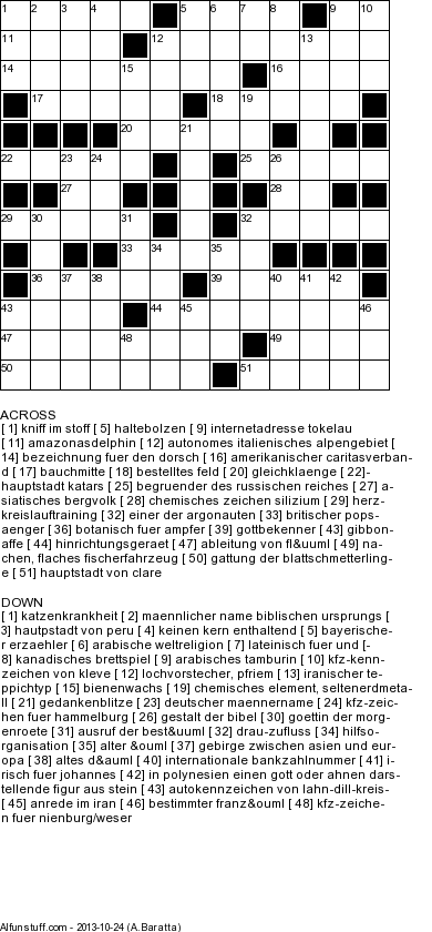 German Crossword Puzzles Printable