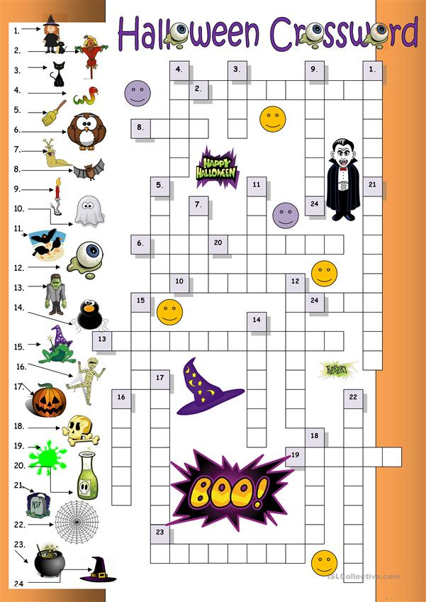 Halloween Crossword For Beginners Worksheet Free ESL Printable 