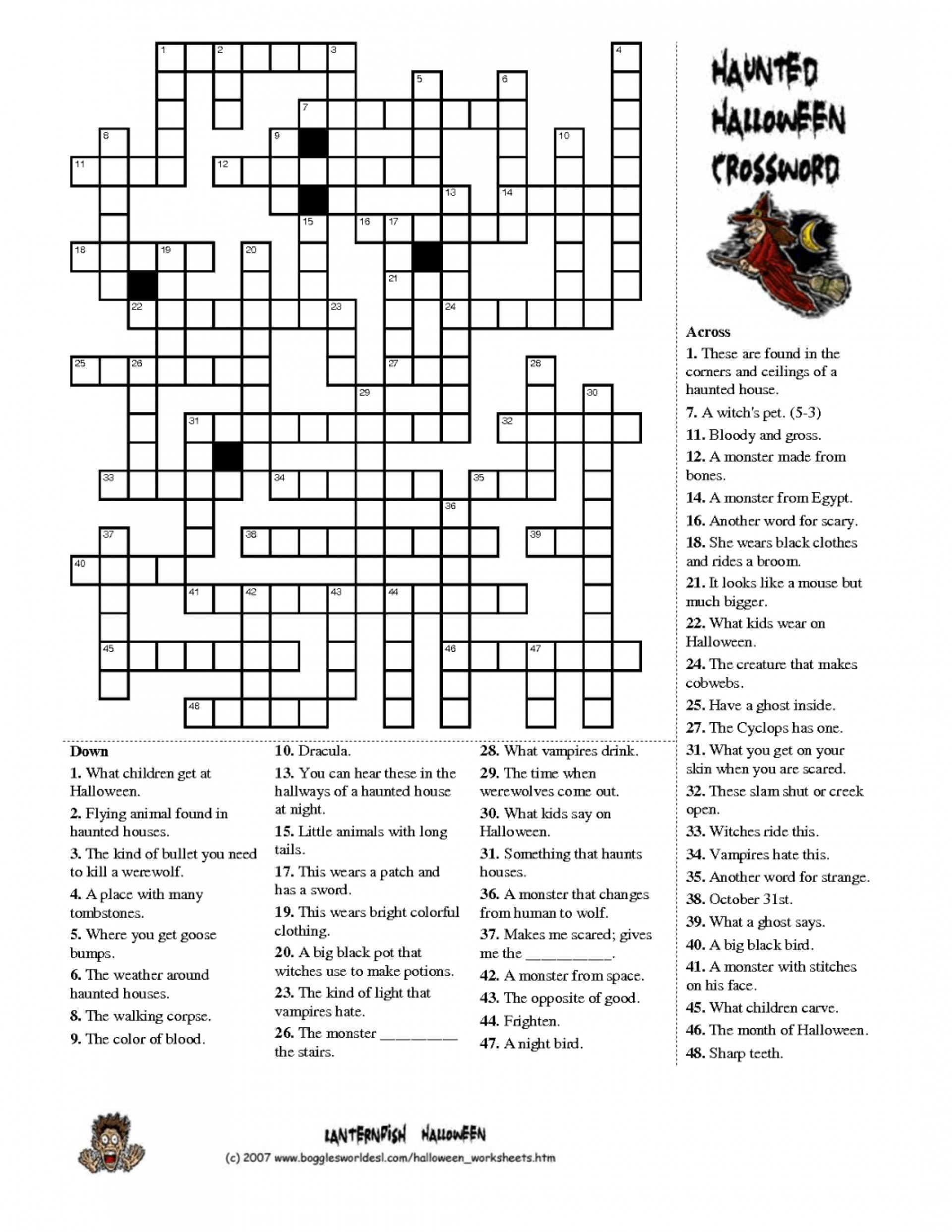 Halloween Crossword Worksheet Free Esl Printable Worksheets Made 