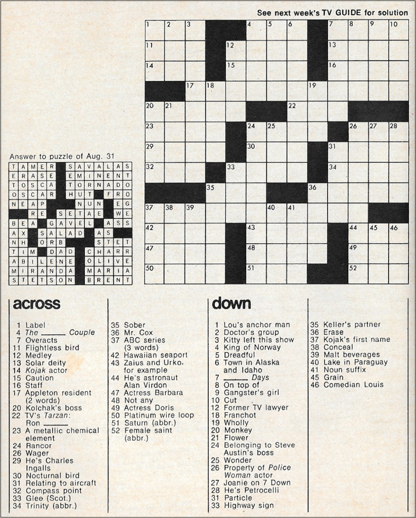 It s about tv help fill out the tv guide crossword puzzle emma