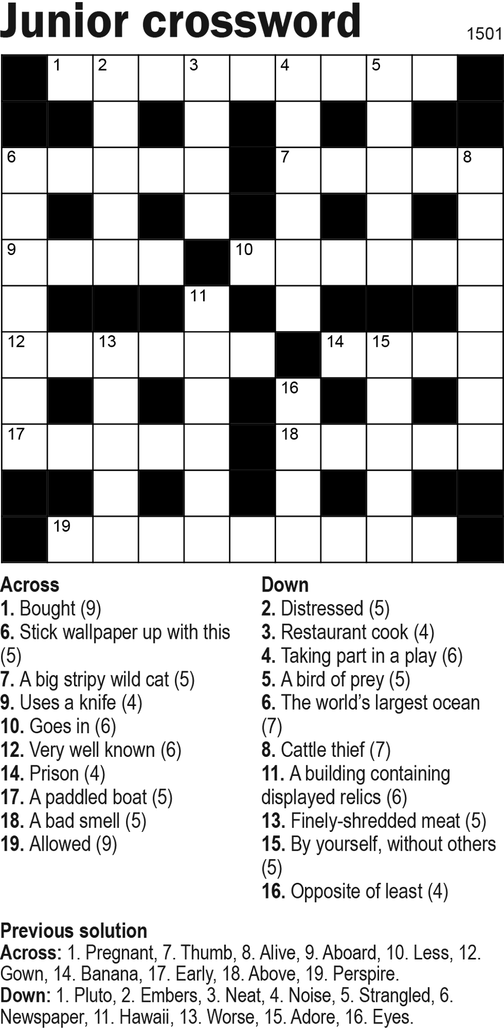 Junior Crossword 11x11 Knight Features Content Worth Sharing
