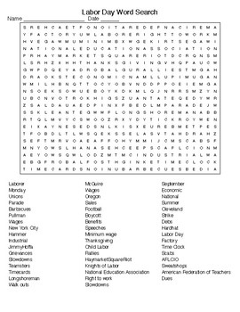 Labor Day Crossword Word Search With KEYS By Lonnie Jones Taylor