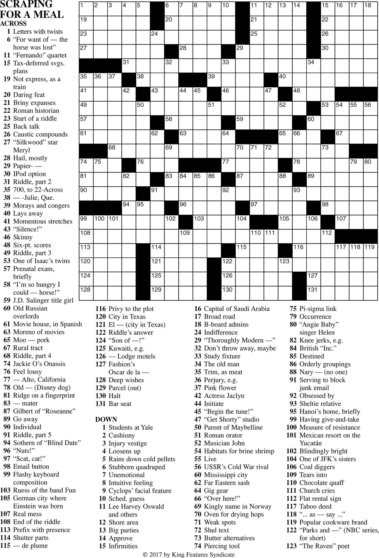 Matt Gaffney s Weekly Crossword Contest November 2009 Frank A Longo 