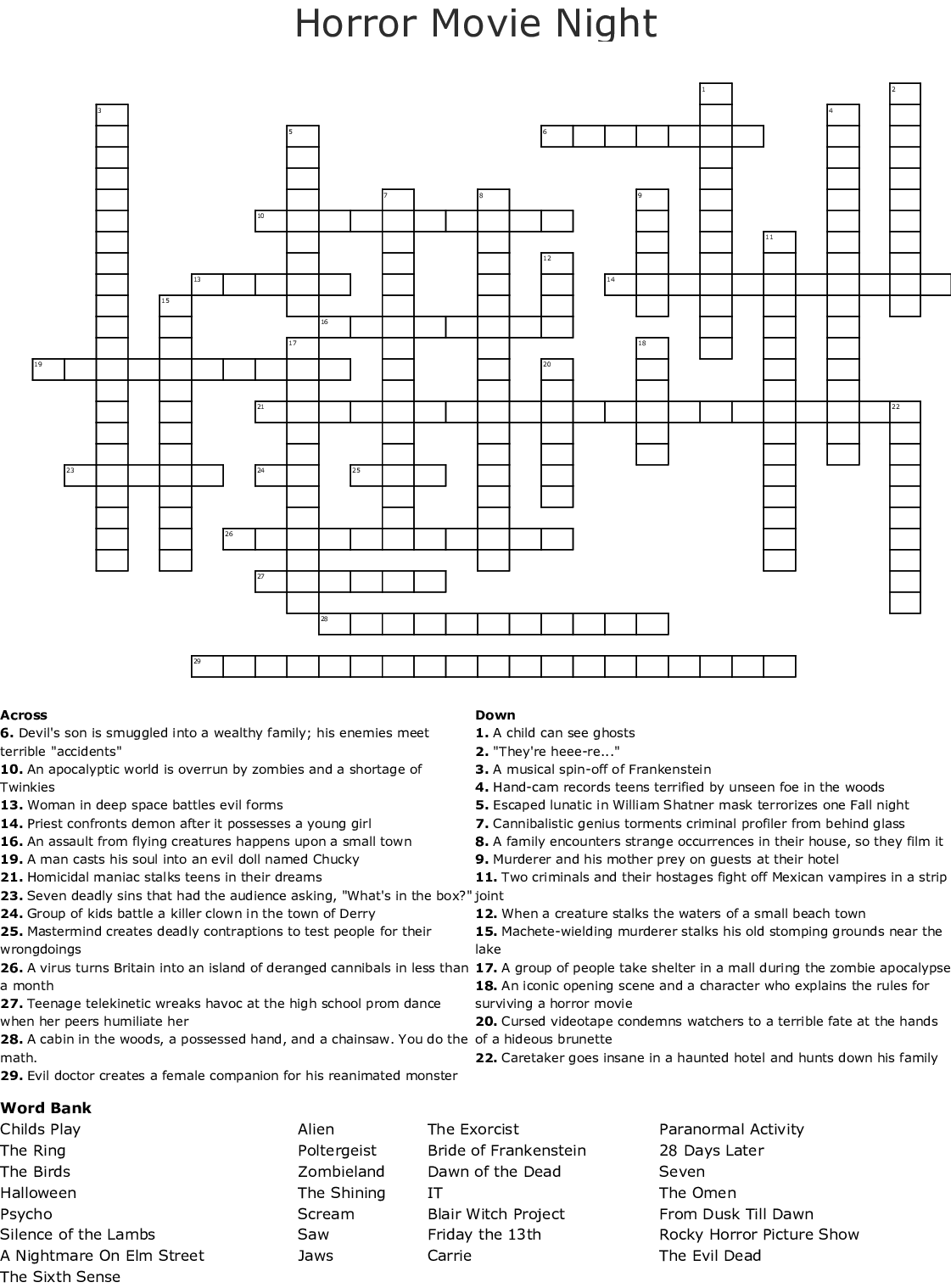 Movies Crossword Printable Pin On Word Search The Answers To The 