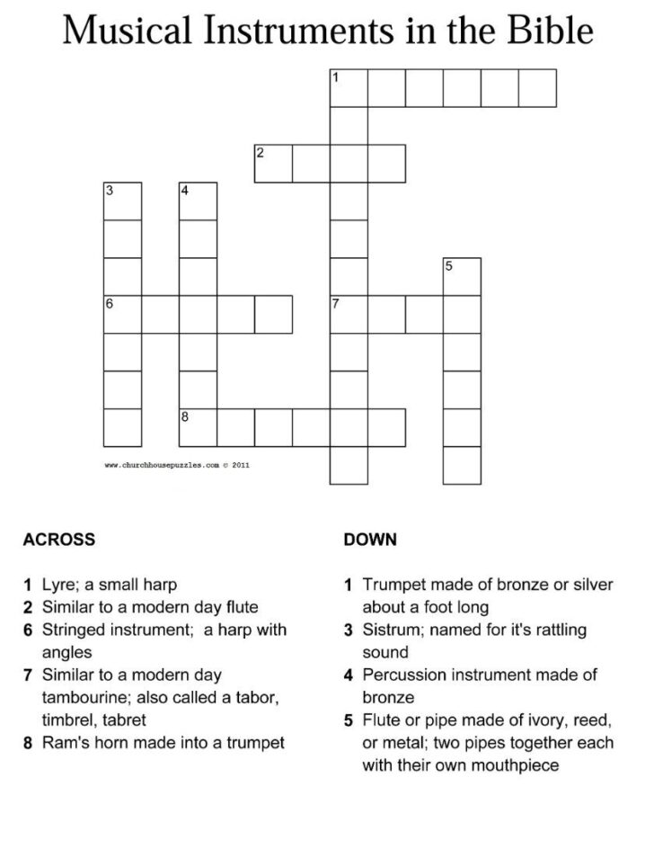 Musical Crossword Puzzles Printable