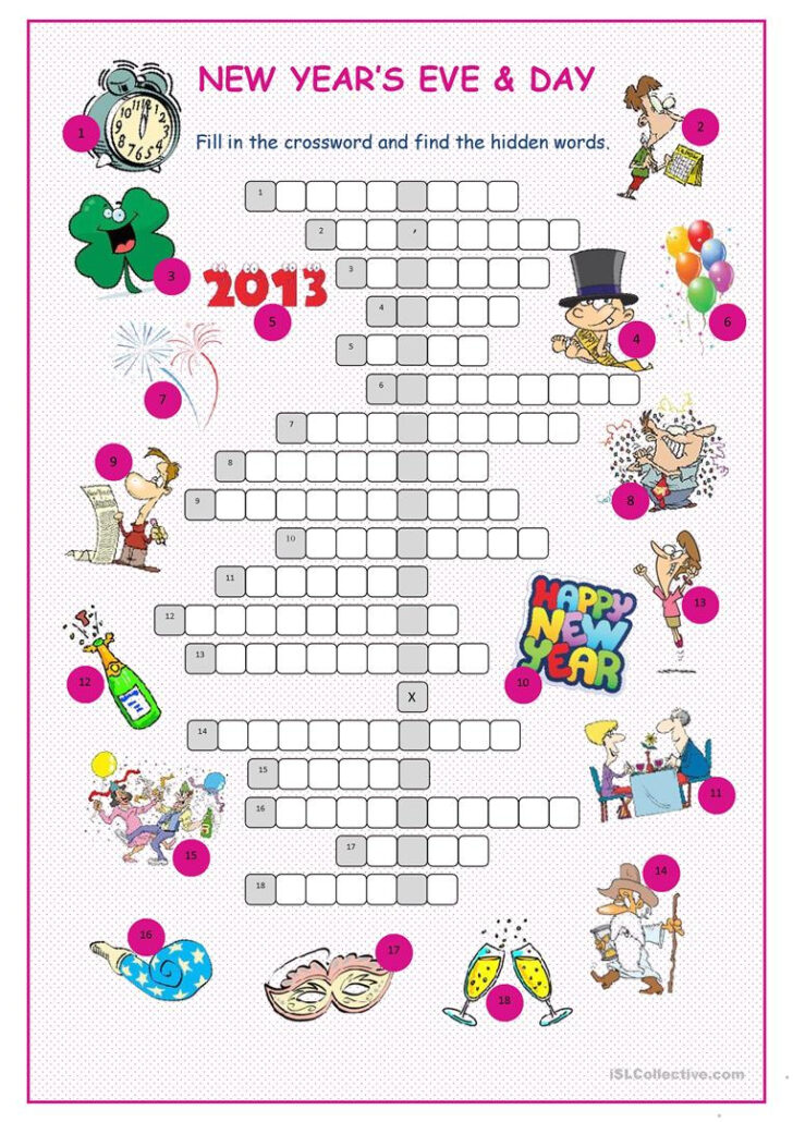 New Year’s Crossword Puzzles Printable