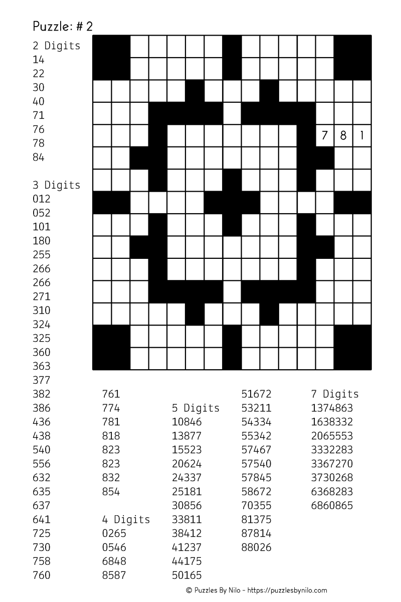 Number Fill In Puzzles Printable Fill In Puzzle Printable Crossword 