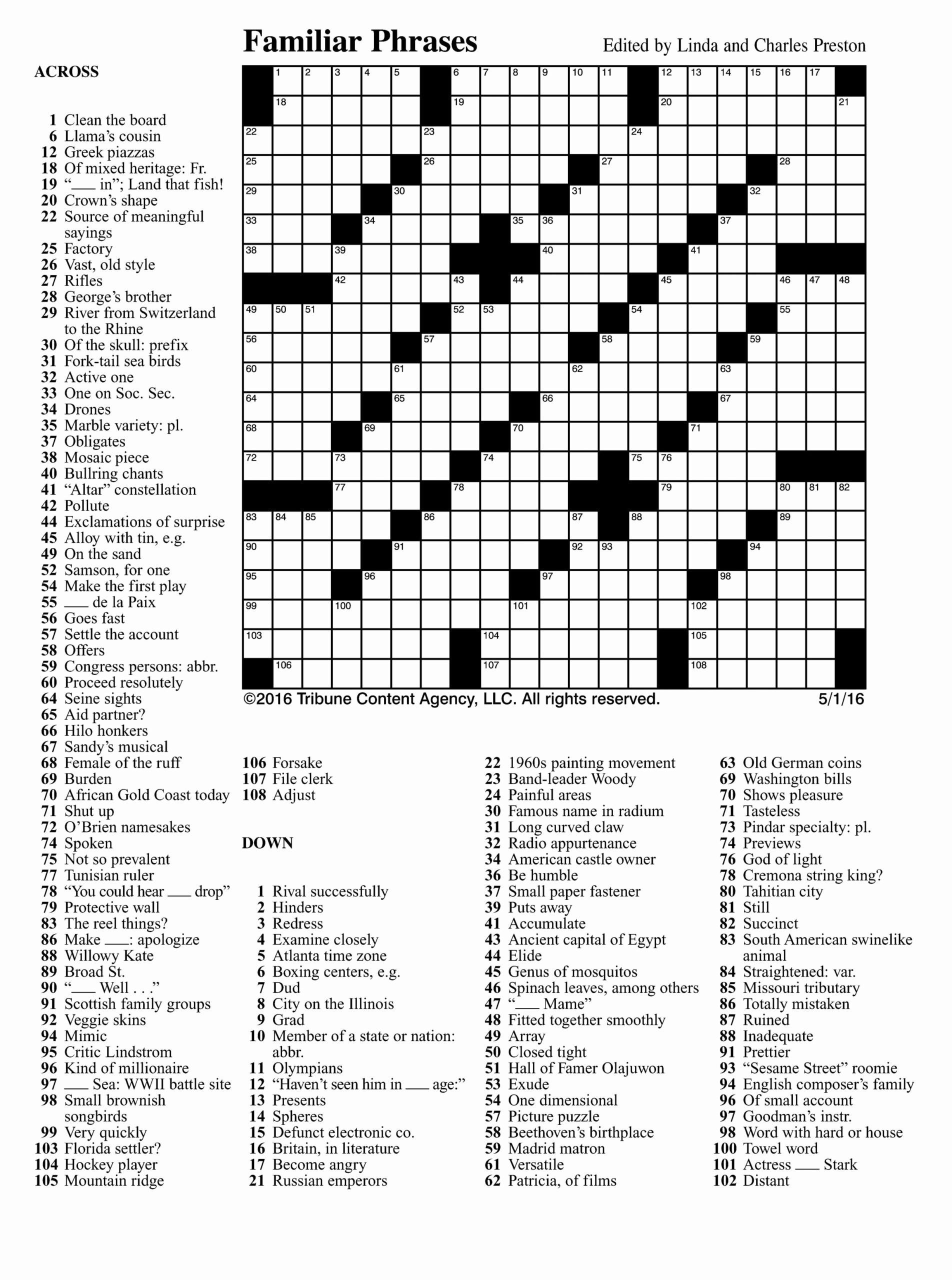 Old Fashioned Free Printable Crossword Puzzles Adults Alma Website