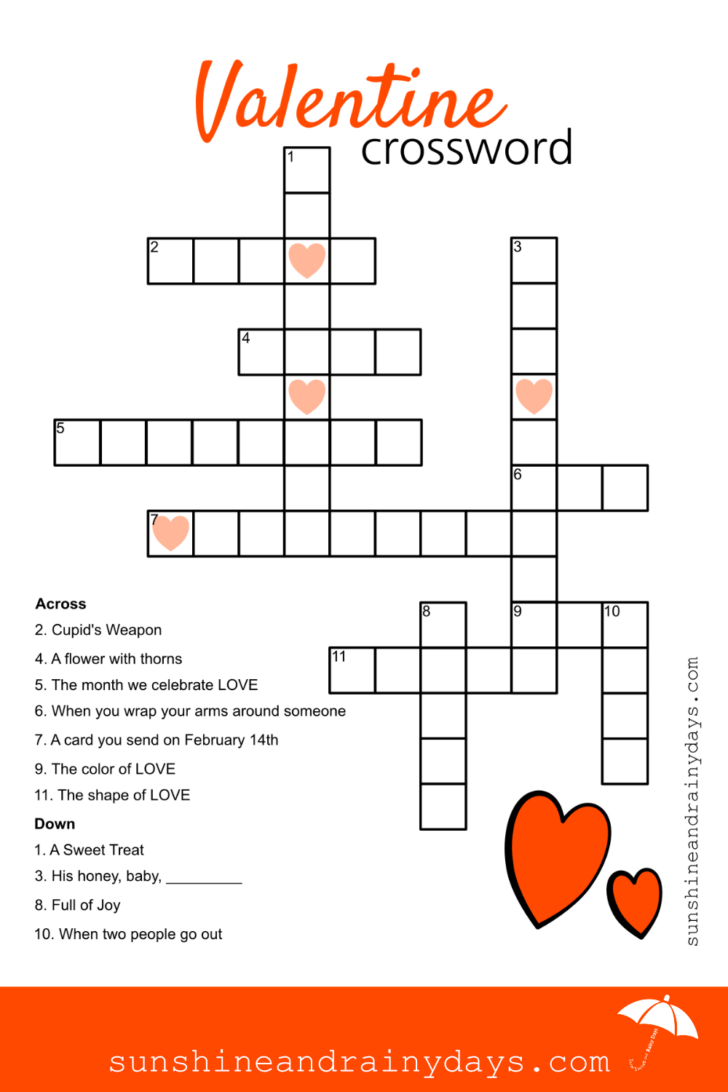 Valentine’s Day Crossword Puzzles Printable