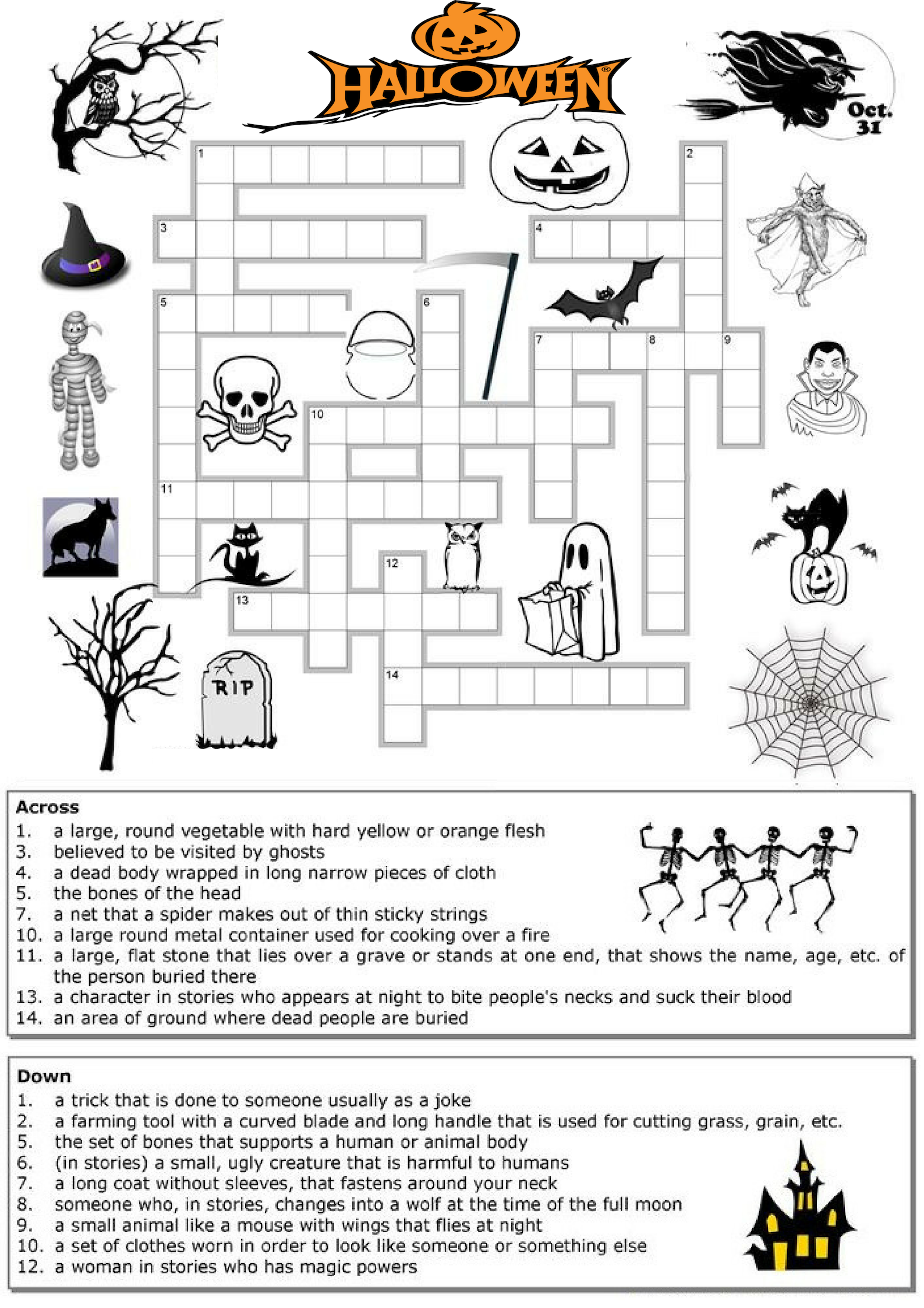 Play And Solve This Interesting Halloween Crossword Puzzle