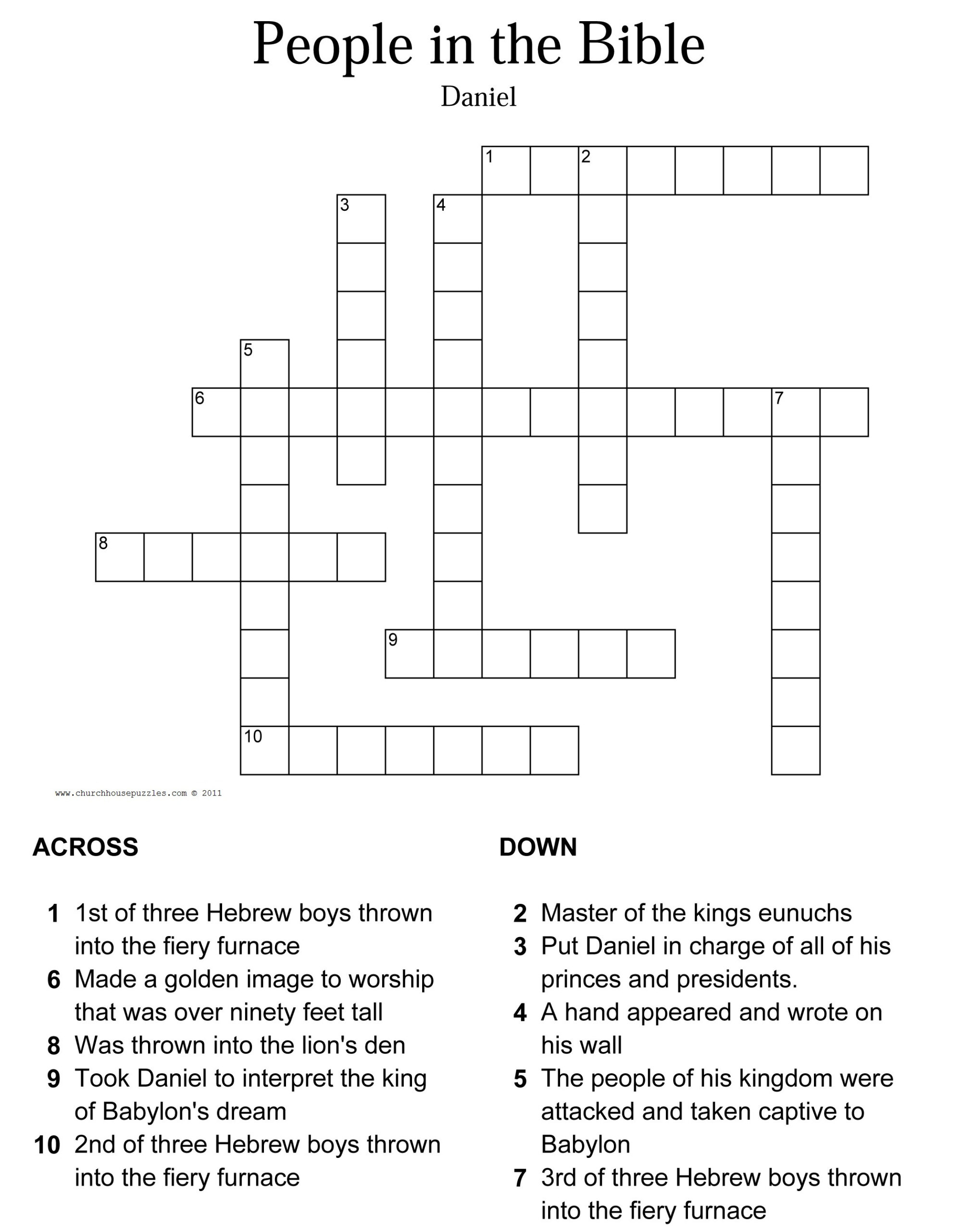 Printable Bible Crossword Printable Crossword Puzzles