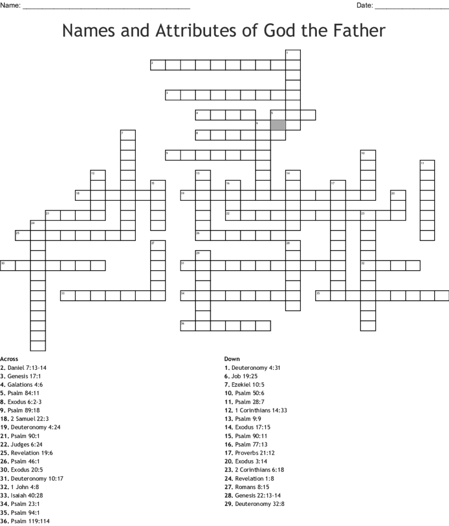 Printable Bible Crossword Puzzles With Scripture References Printable