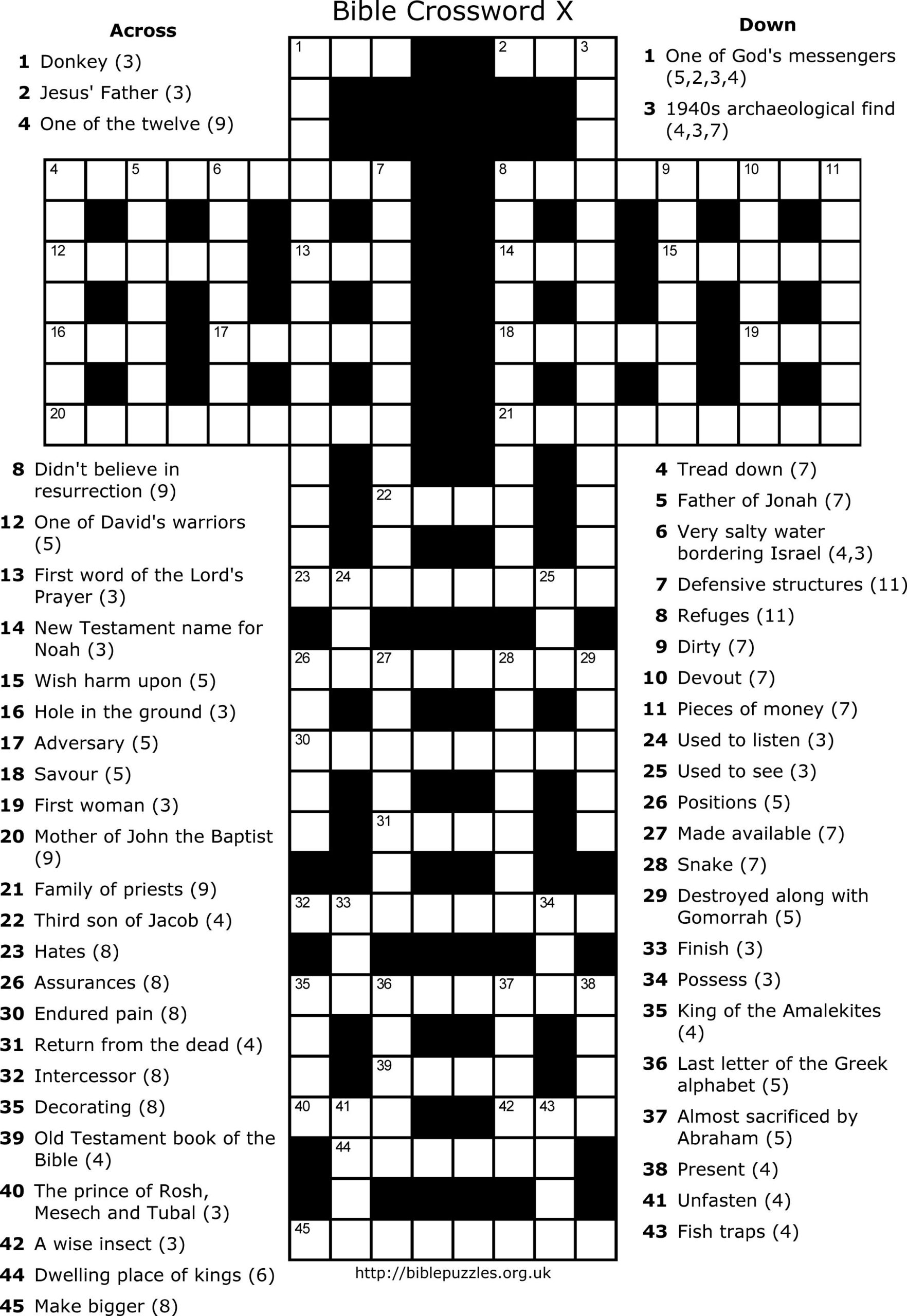 Printable Bible Puzzles Kjv Printable Crossword Puzzles