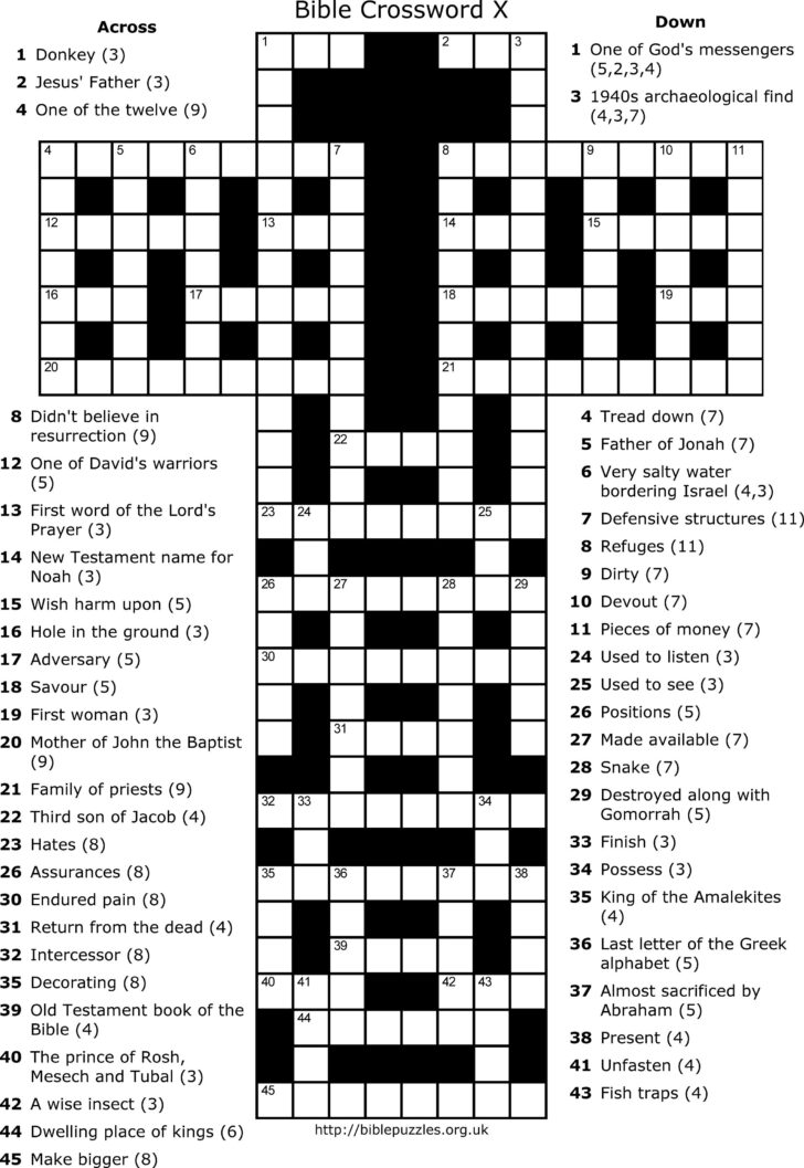 Bible Crossword Puzzles Printable